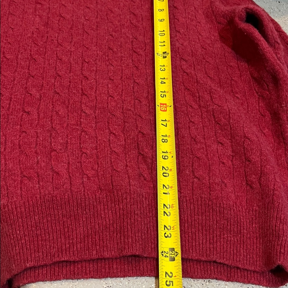 J. CREW FACTORY MENS LAMBS WOOL CABLE KNIT CREW NECK SWEATER RED SIZE LARGE - Picture 11 of 12